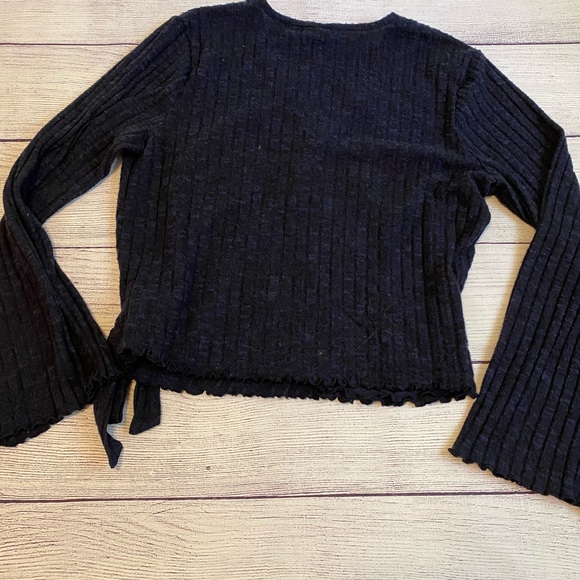 Dark blue soft crossover tie sweater - Picture 5 of 5